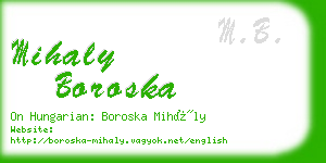 mihaly boroska business card